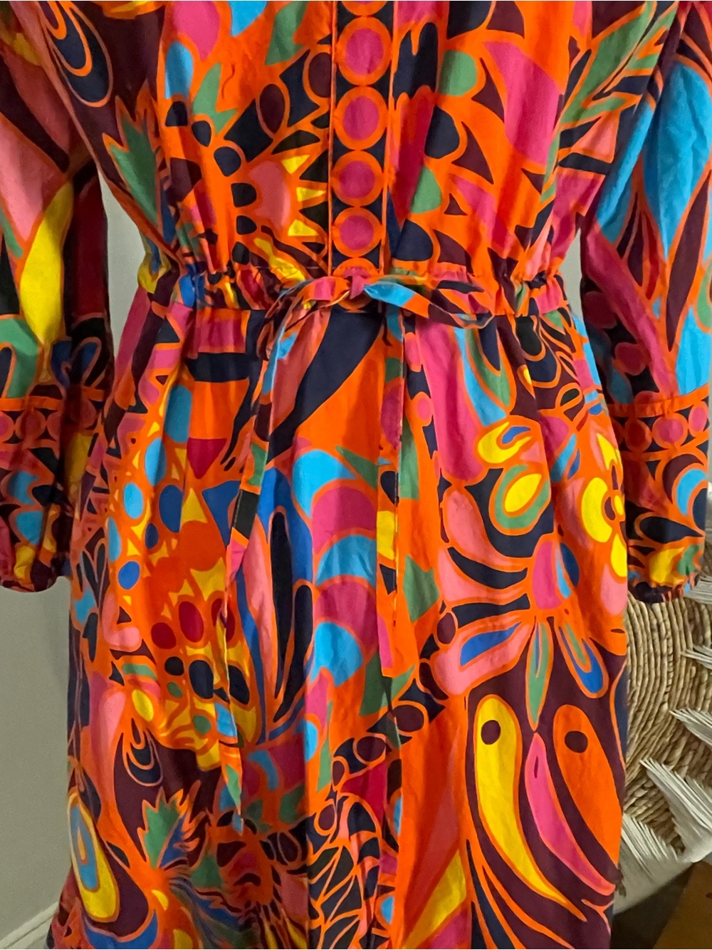 Bold Abstract Print Maxi Dress in Orange & Pink - Picture 7 of 10